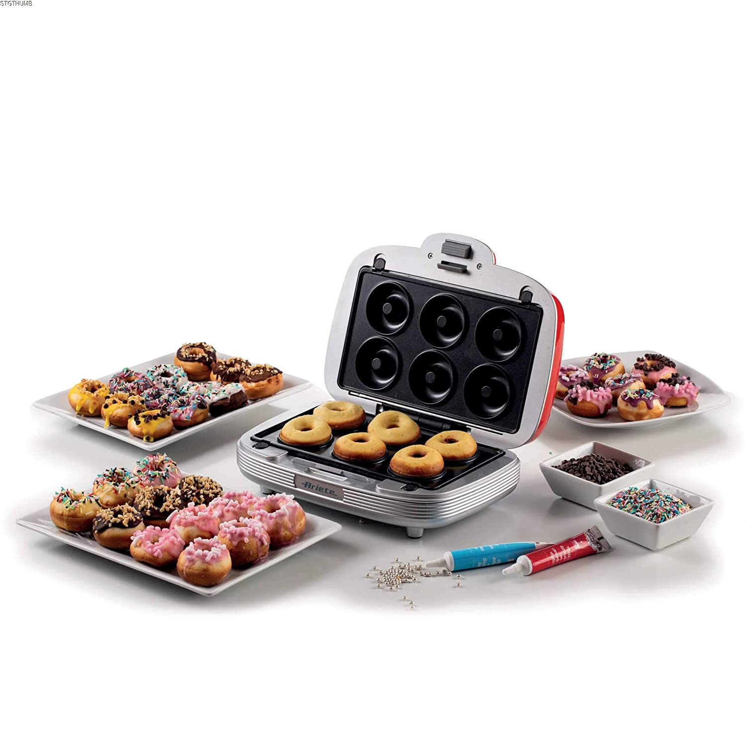 Ariete 1972 Sandwiches & Cookies Party Time, Multi-function Electric Plate, 700 Watt, 3 Non-stick and Interchangeable Plates, Red - Mahajan Electronics Online