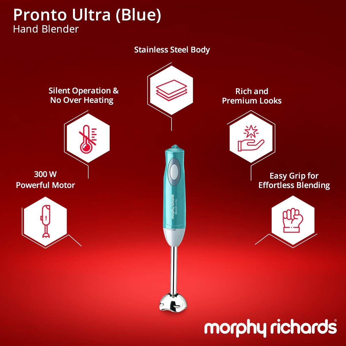 Morphy Richards Pronto Ultra 300-Watt Hand Blender (Blue) - Mahajan Electronics Online