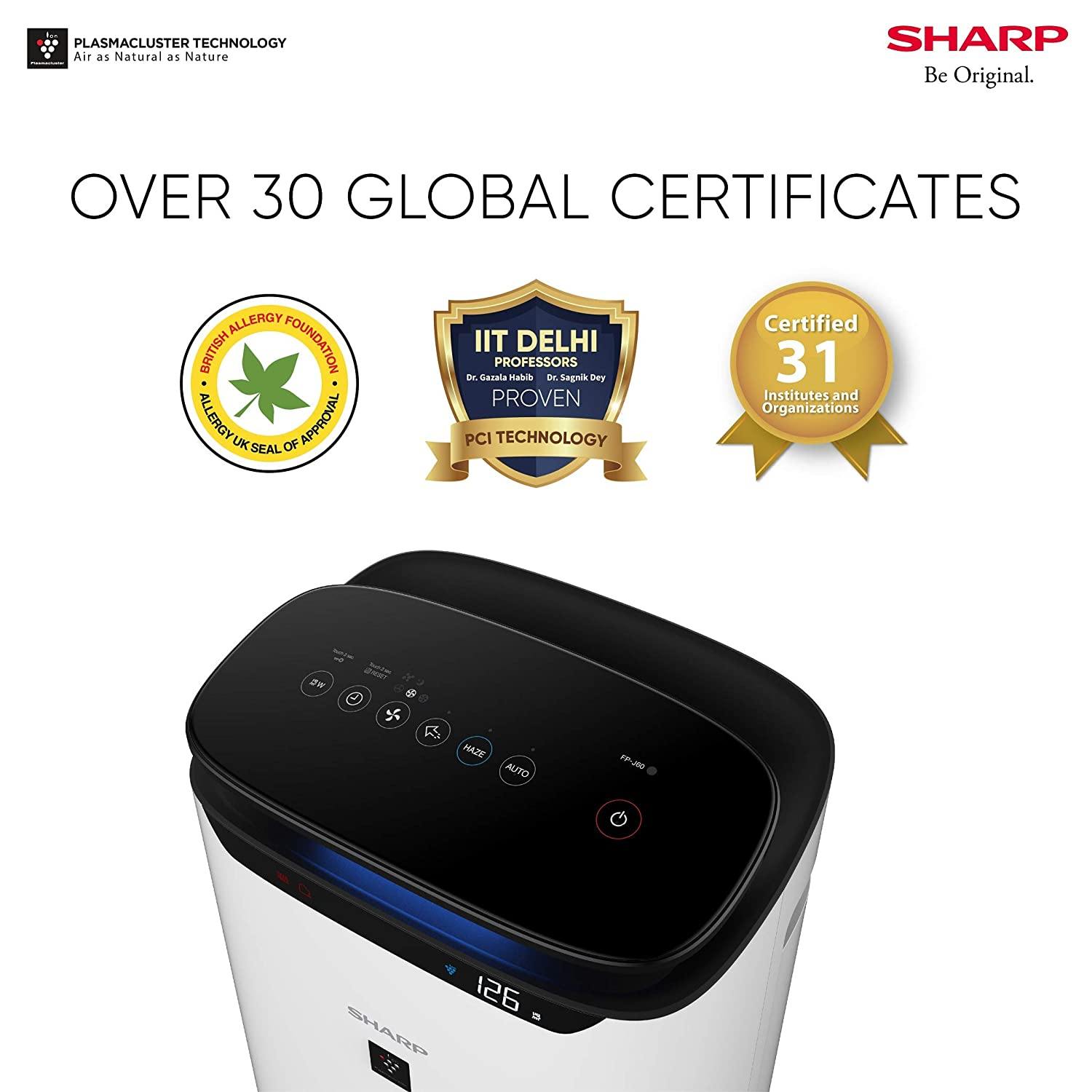 Sharp Air Purifier Model No. FP-J60M Dual Purification Area Coverage Upto 550 Sq feet - Mahajan Electronics Online