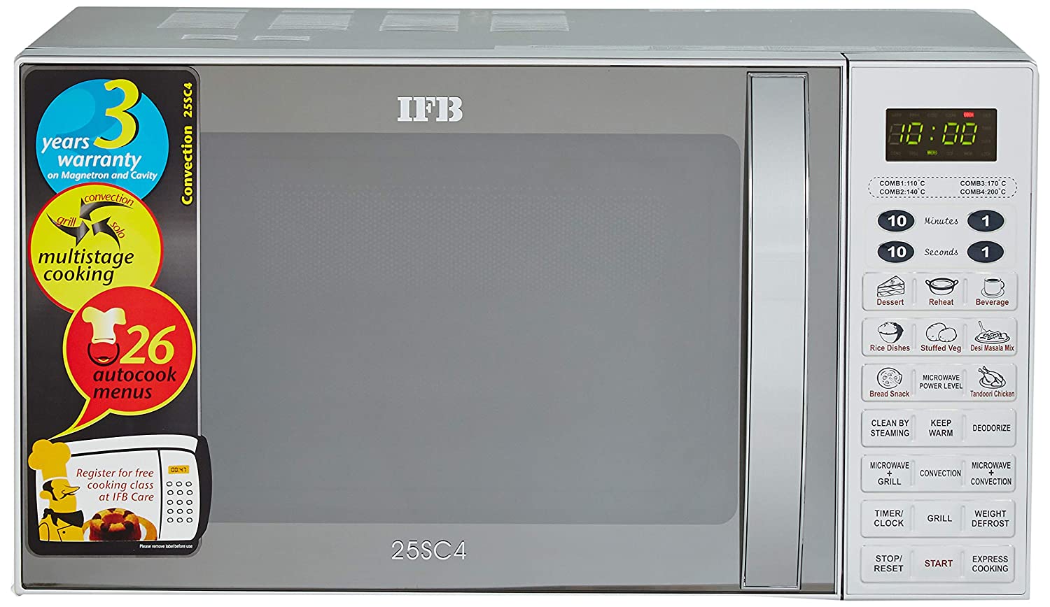 IFB 25 L Convection Microwave Oven (25SC4, Metallic Silver) - Mahajan Electronics Online