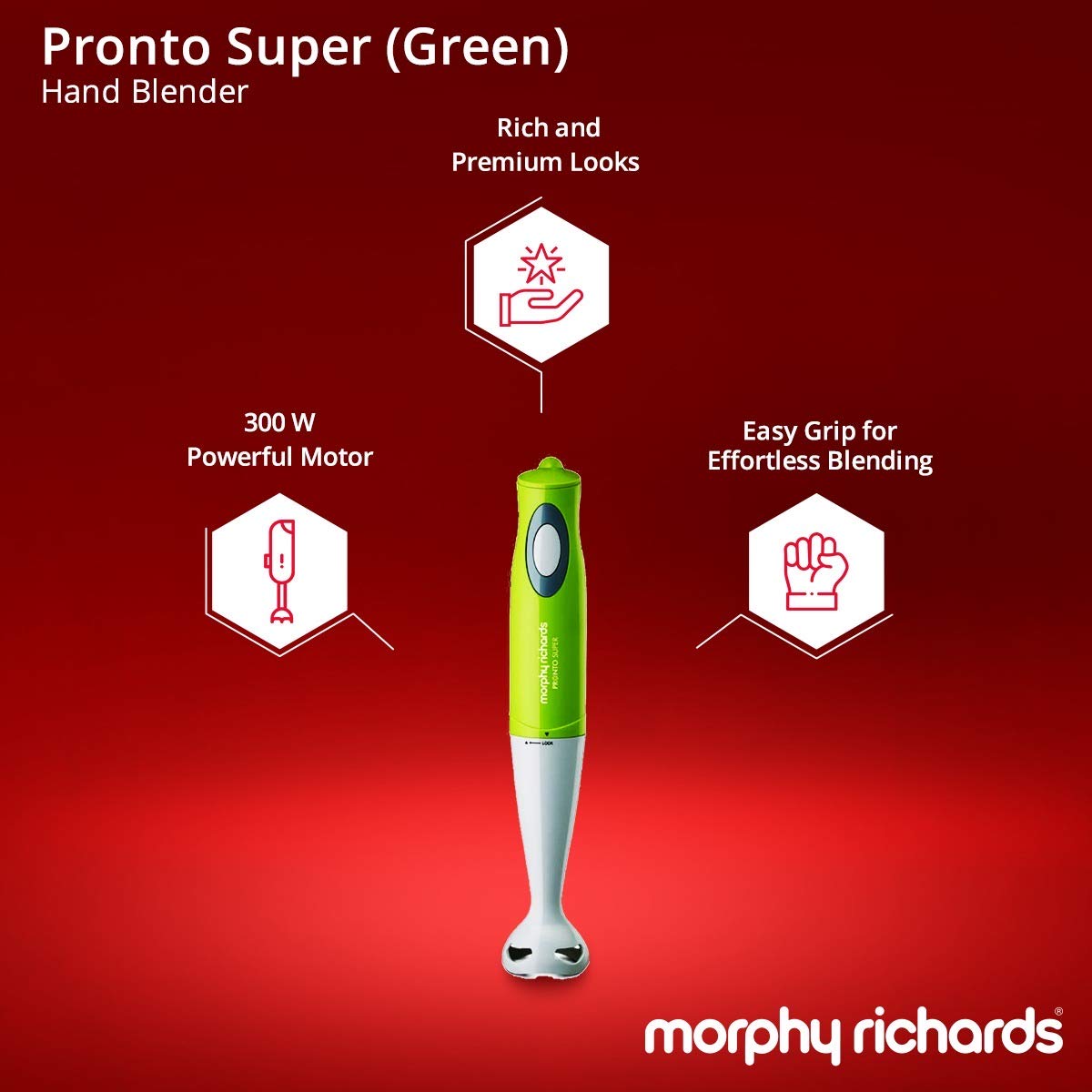 Morphy Richards Pronto Super 301-Watt Hand Blender (Green) - Mahajan Electronics Online
