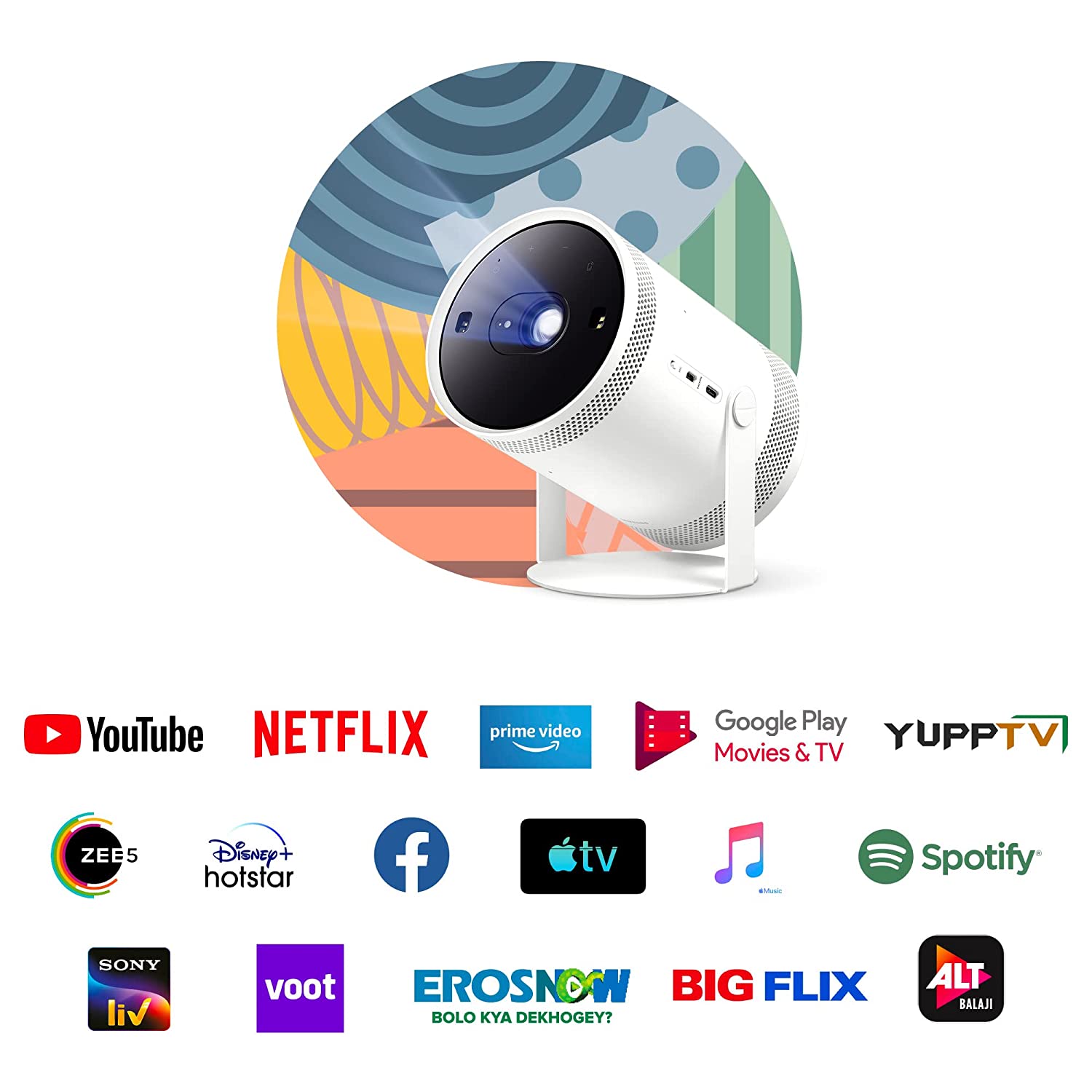Samsung The Freestyle SP-LSP3BLA 100" Smart & Compact Portable LED Projector with in-Built OTT Apps X - Mahajan Electronics Online