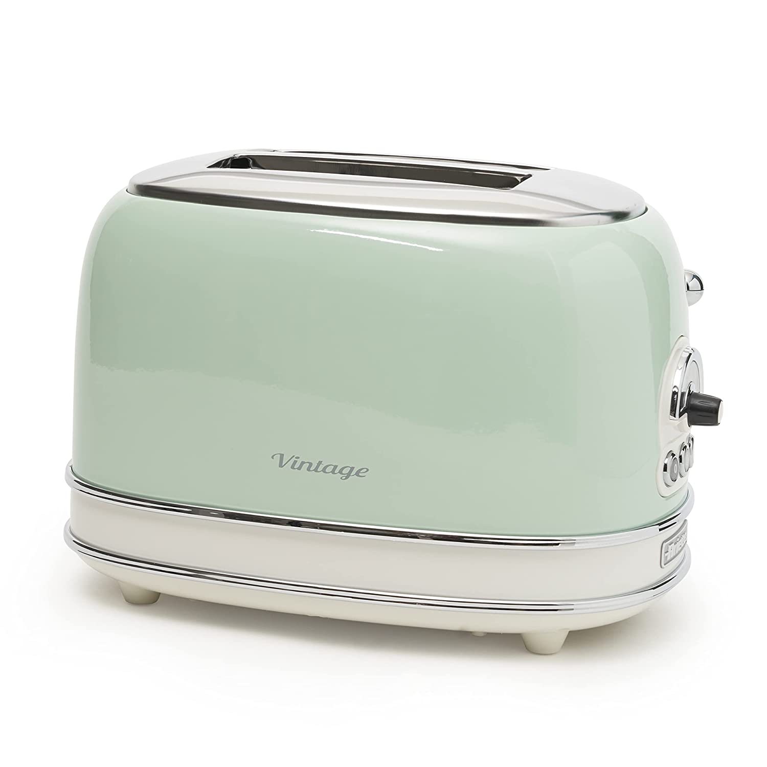 Ariete 155 Vintage 2 Slice Toaster, 810 watt, 6 toasting levels, in stainless steel painted in pastel green colour - Mahajan Electronics Online