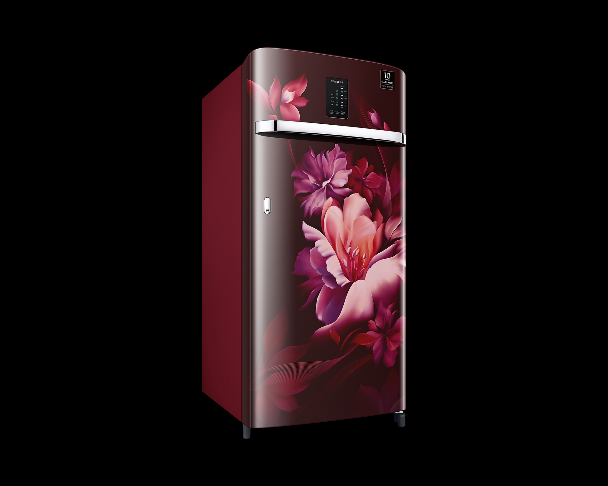 Samsung 184L 3 Star Digi-Touch Cool Digital Inverter Direct-Cool Single Door Refrigerator Curd Maestro (RR21C2J23RZ/HL,Midnight Blossom Red) - Mahajan Electronics Online