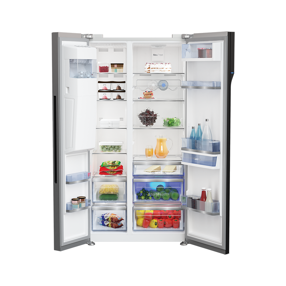 Voltas Beko 634 L Side by Side Refrigerator (Inox Look) RSB655XPRF - Mahajan Electronics Online