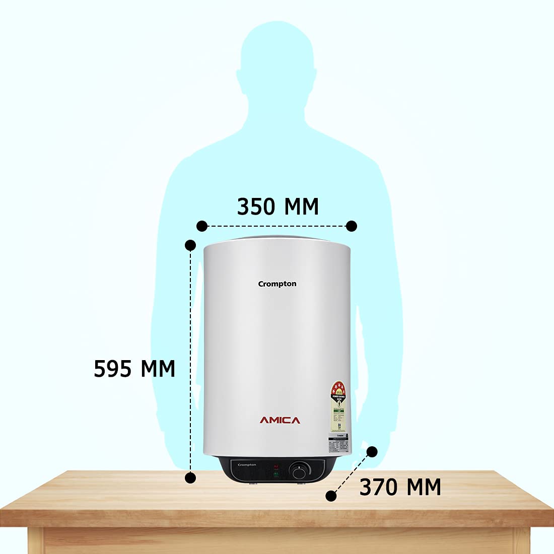 Crompton Amica Plus 25-L 5 Star Rated Storage Water Heater (Geyser) with Free Installation and Connection Pipes (Black & White) - Mahajan Electronics Online
