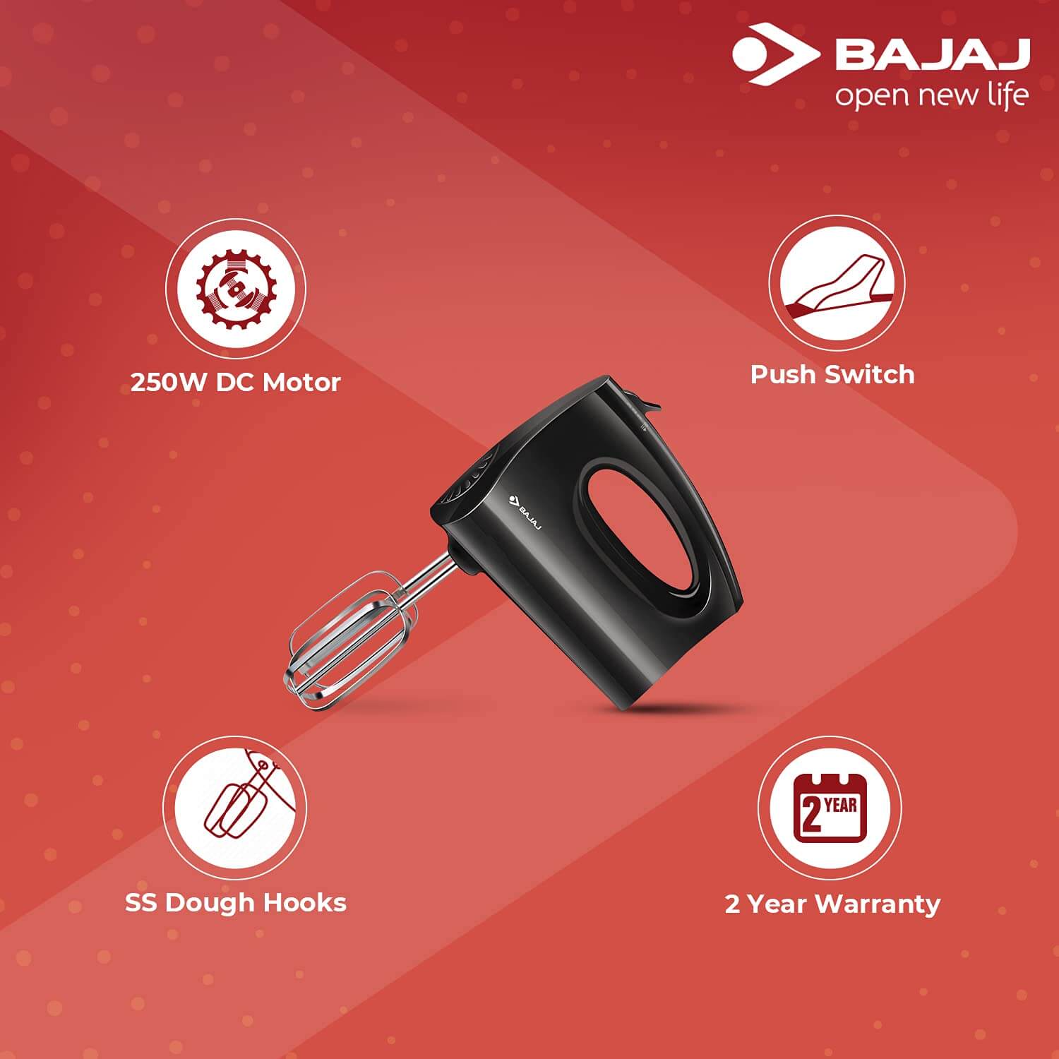 Bajaj Majesty HM01 250 Hand Blender  (Black)