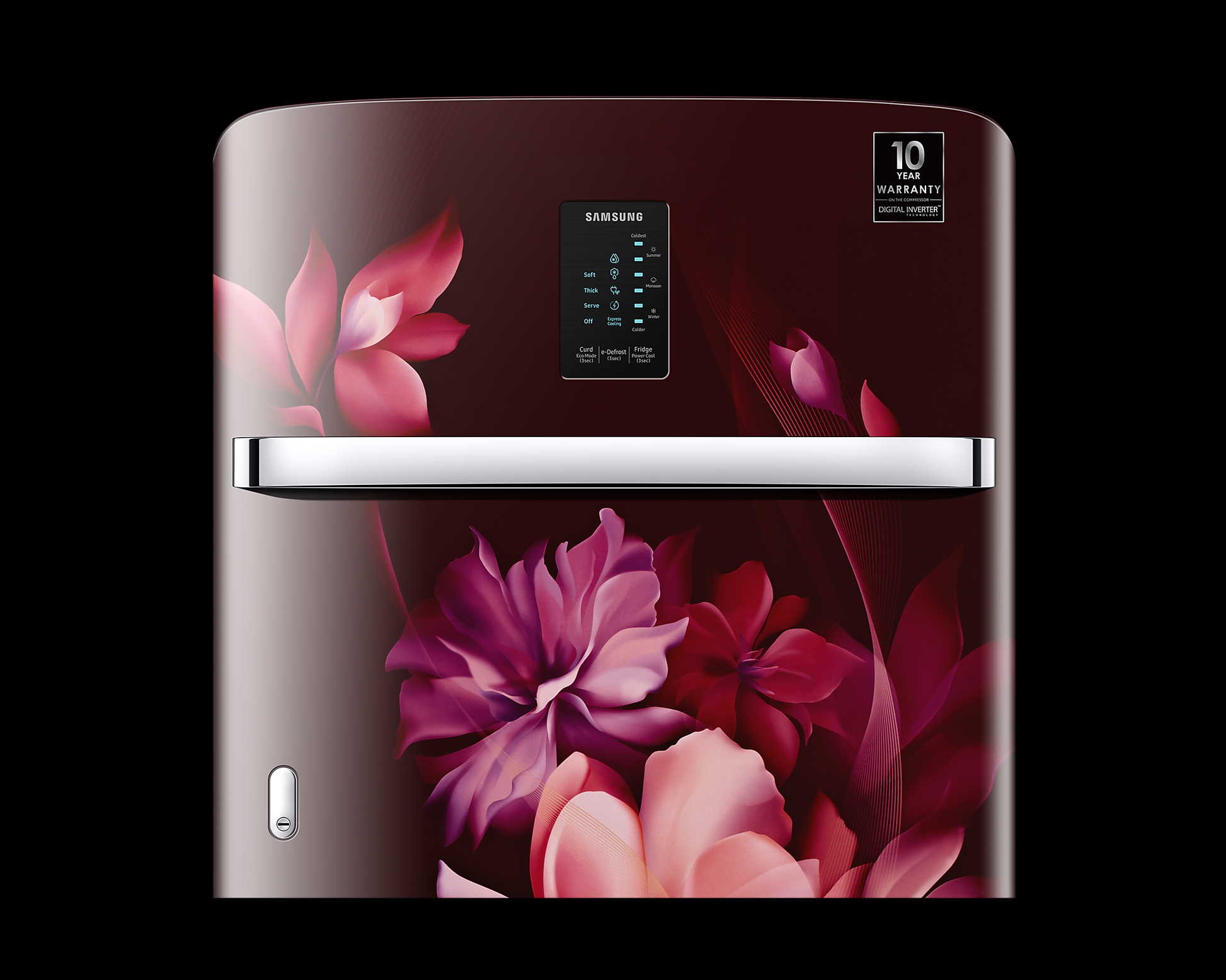 Samsung 184L 3 Star Digi-Touch Cool Digital Inverter Direct-Cool Single Door Refrigerator Curd Maestro (RR21C2J23RZ/HL,Midnight Blossom Red) - Mahajan Electronics Online