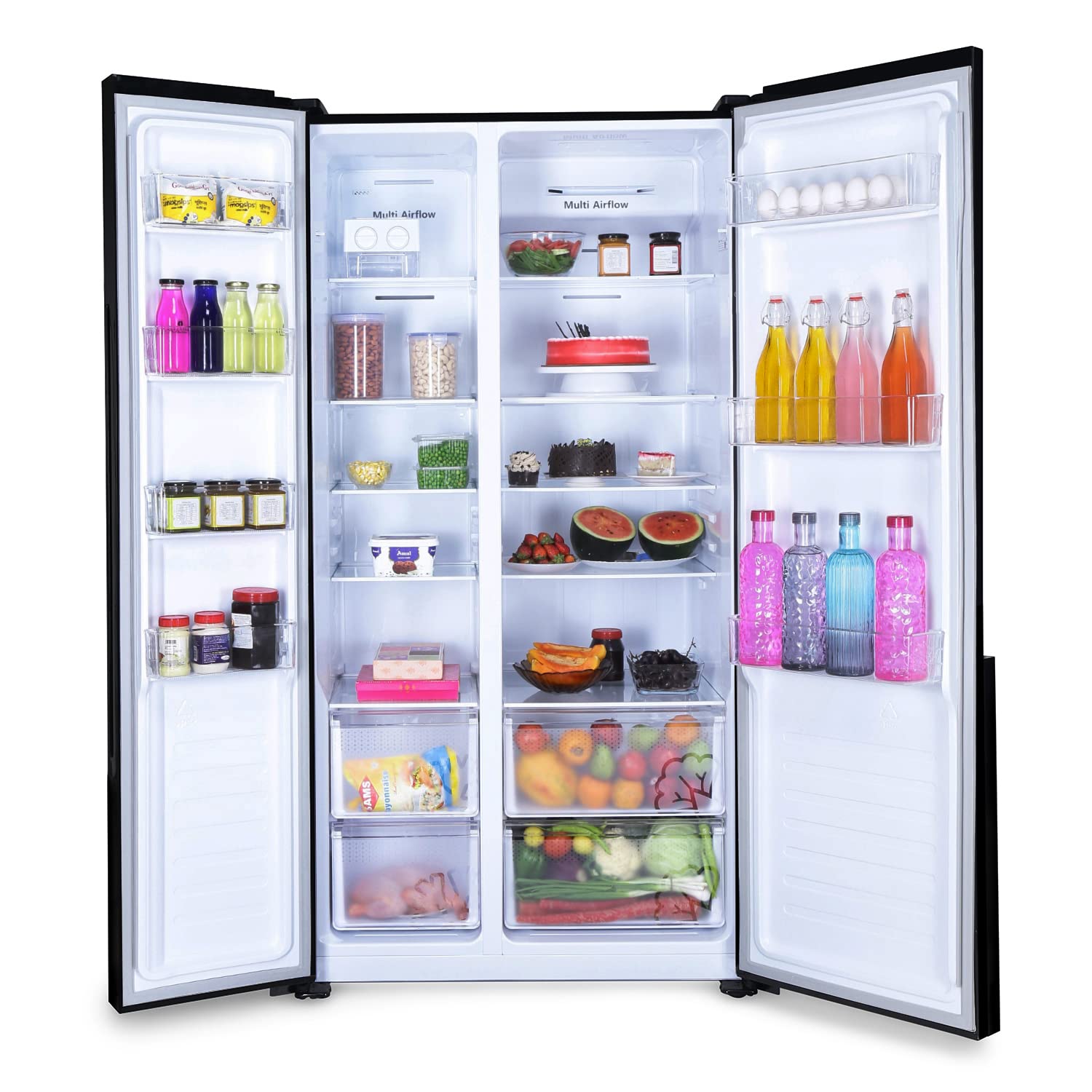 Godrej RS EONVELVET 579 RFD GL BK 564 L Frost Free Side-By-Side Refrigerator Glass Black Door - Mahajan Electronics Online