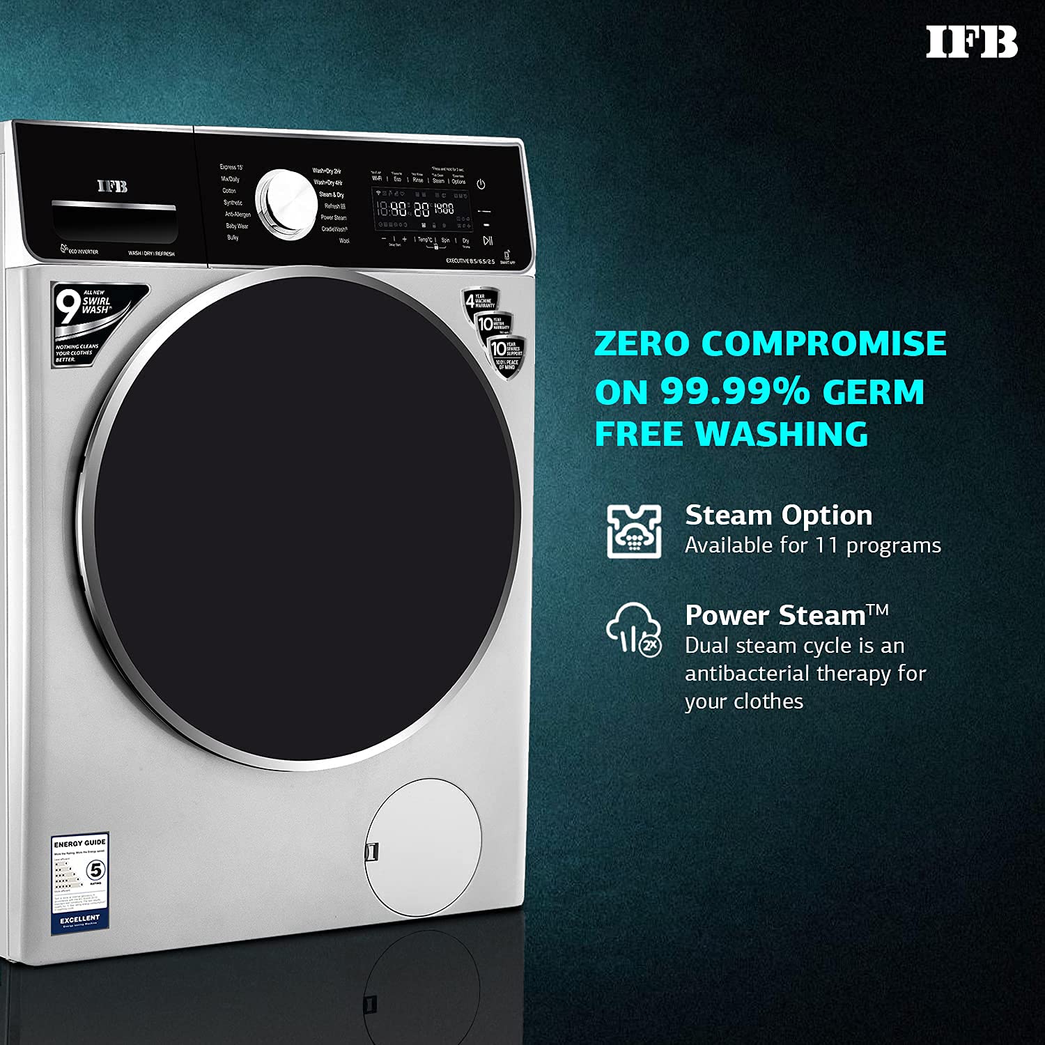 IFB Washer Dryer Executive ZXS 8.5/6.5kg 5 Star Inverter Fully-Automatic - Mahajan Electronics Online