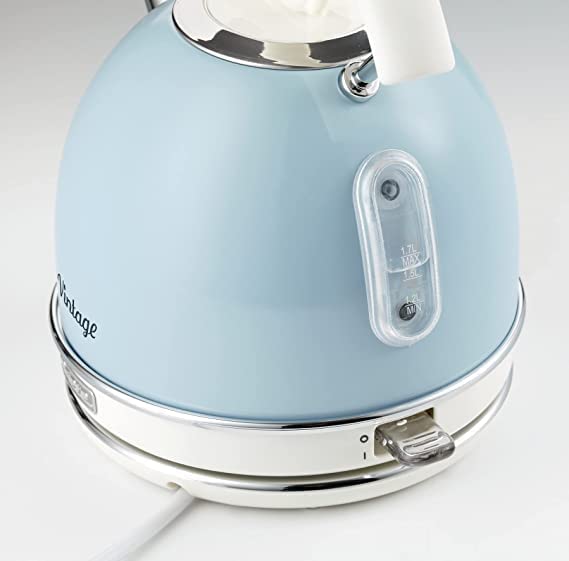 Ariete 2877 Vintage electric kettle, 2000 watt, 1.7 litres, in stainless steel painted in light blue pastel colour - Mahajan Electronics Online