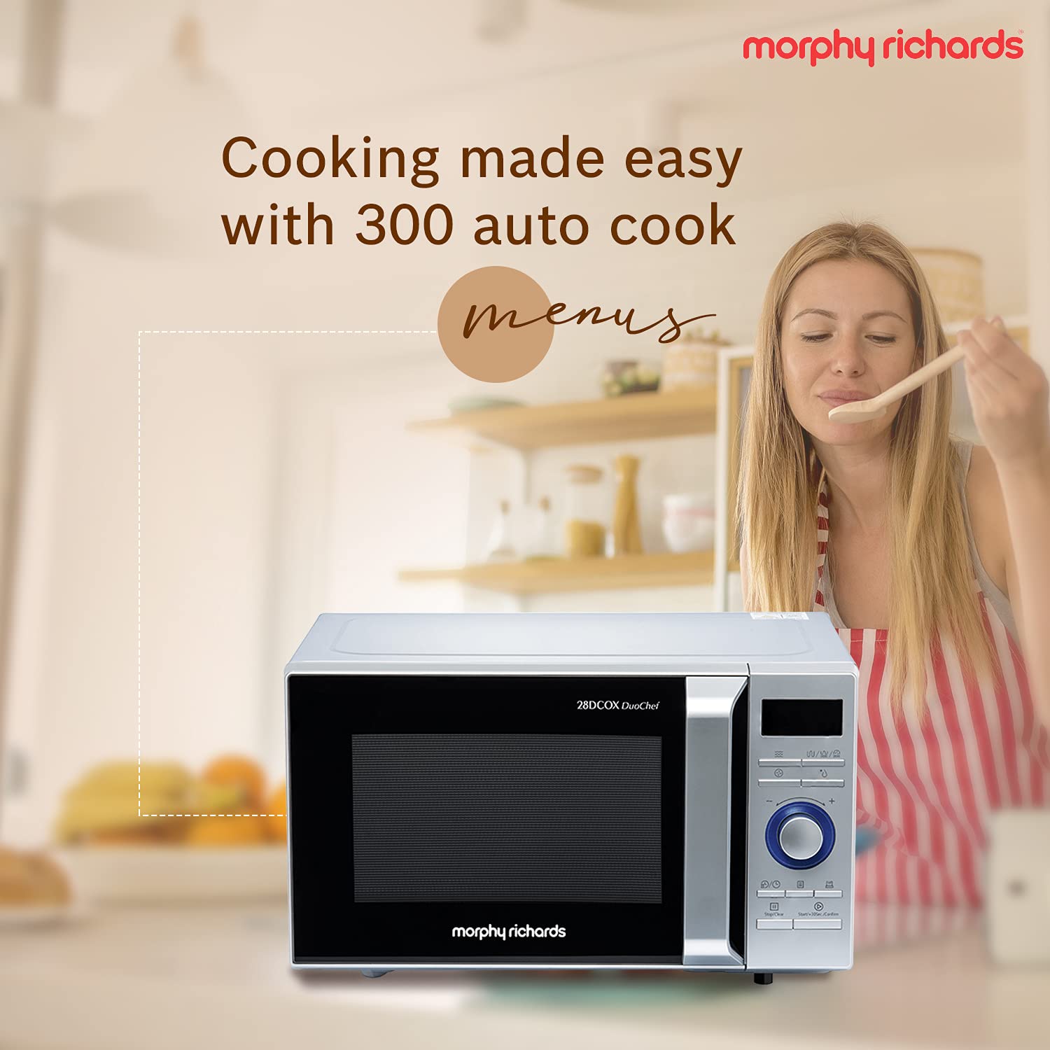 Morphy Richards 28DCOX DuoChef Pro-Convection Microwave Oven and OTG Oven, 28 Ltr, Dual Grill, 300 Auto Cook Menus, Silver, Regular - Mahajan Electronics Online