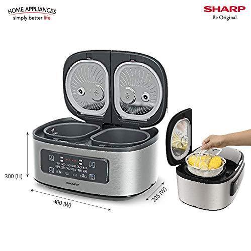 Sharp Twin Cooker | 1st Dual Pot Multi Cooker | Smart Temperature Control | 12 Auto Cooking Modes | Model: KN-TC50VI-SL | Silver - Mahajan Electronics Online