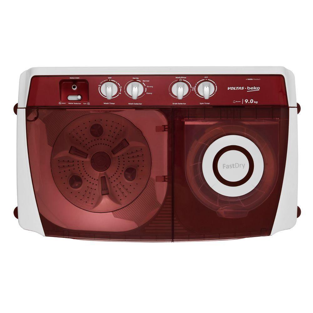 Voltas Beko 9 kg Semi Automatic Washing Machine (Burgundy) WTT90ABRT - Mahajan Electronics Online