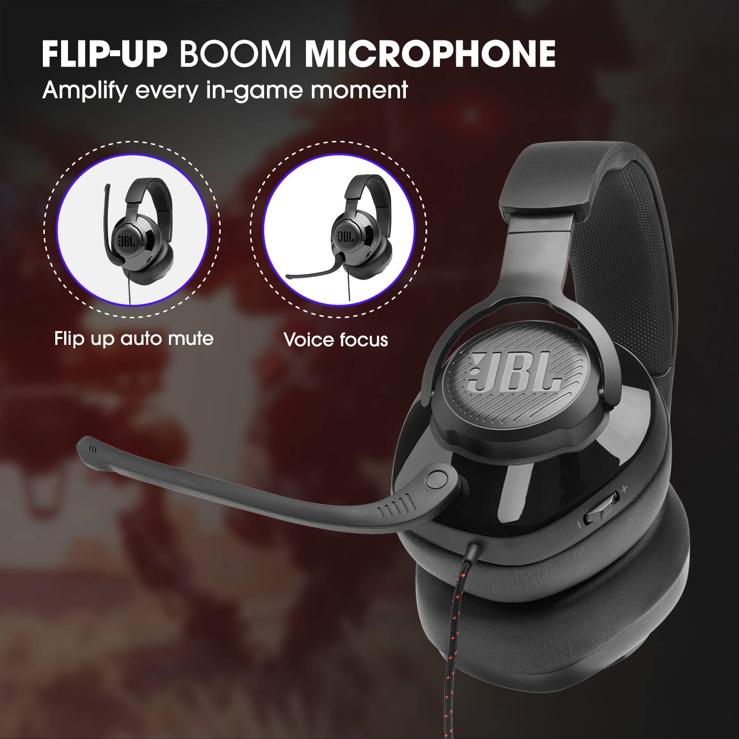 JBL Quantum 200 Wired Over Ear Headphones with Mic (Black) - Mahajan Electronics Online