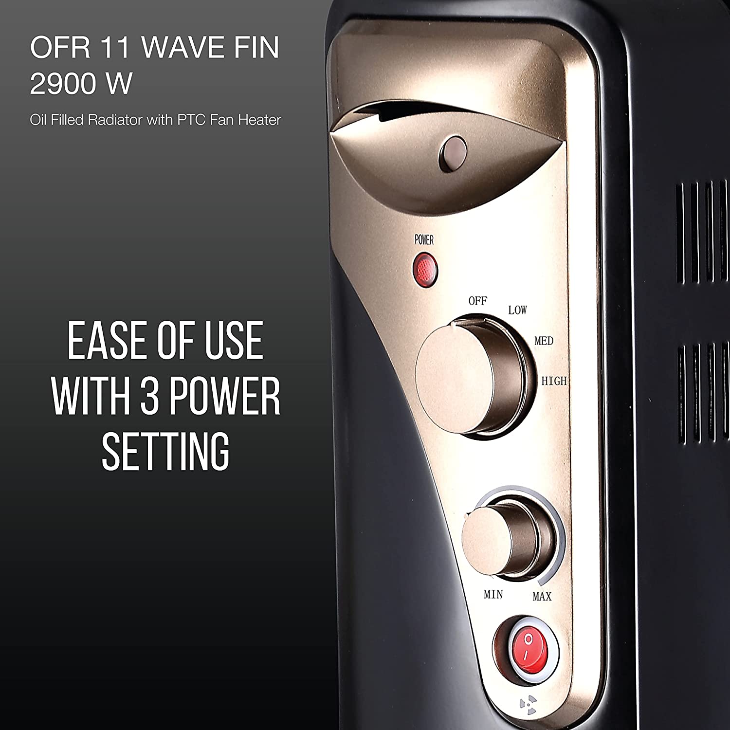 Havells OFR 11 S Wave Fins 2900 Watts Wave Fin with PTC Fan Heater (Black) Model no. GHROFBFK290 - Mahajan Electronics Online