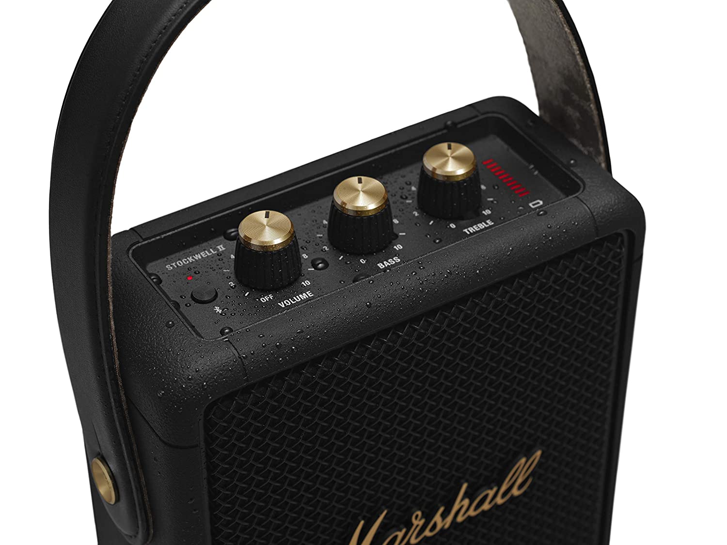 Marshall Stockwell ll Bluetooth Portable Speaker (Black and Brass) - Mahajan Electronics Online