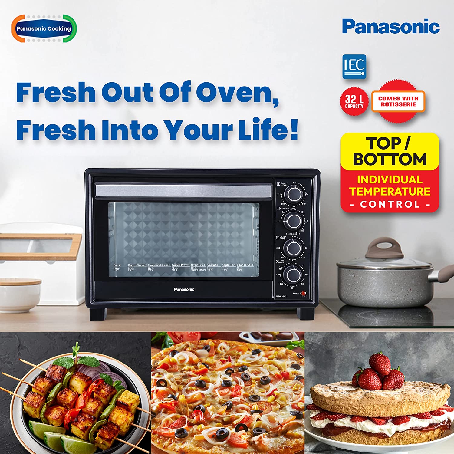 Panasonic NB-H3203 32 Liter 1500 Watt Oven Toaster Grill 