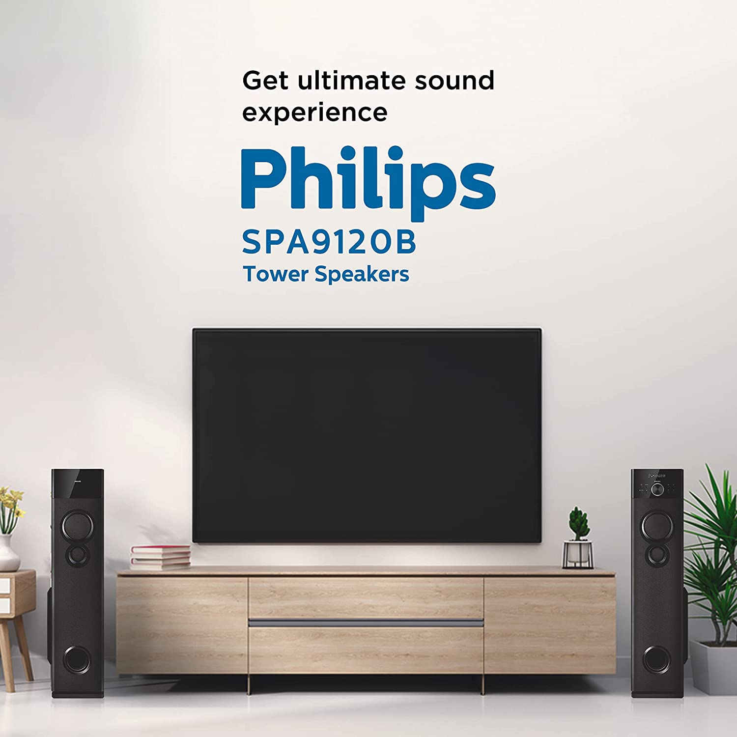 Philips Audio SPA9120B/94 120 Watt Wireless Bluetooth Tower Speaker (Black) - Mahajan Electronics Online