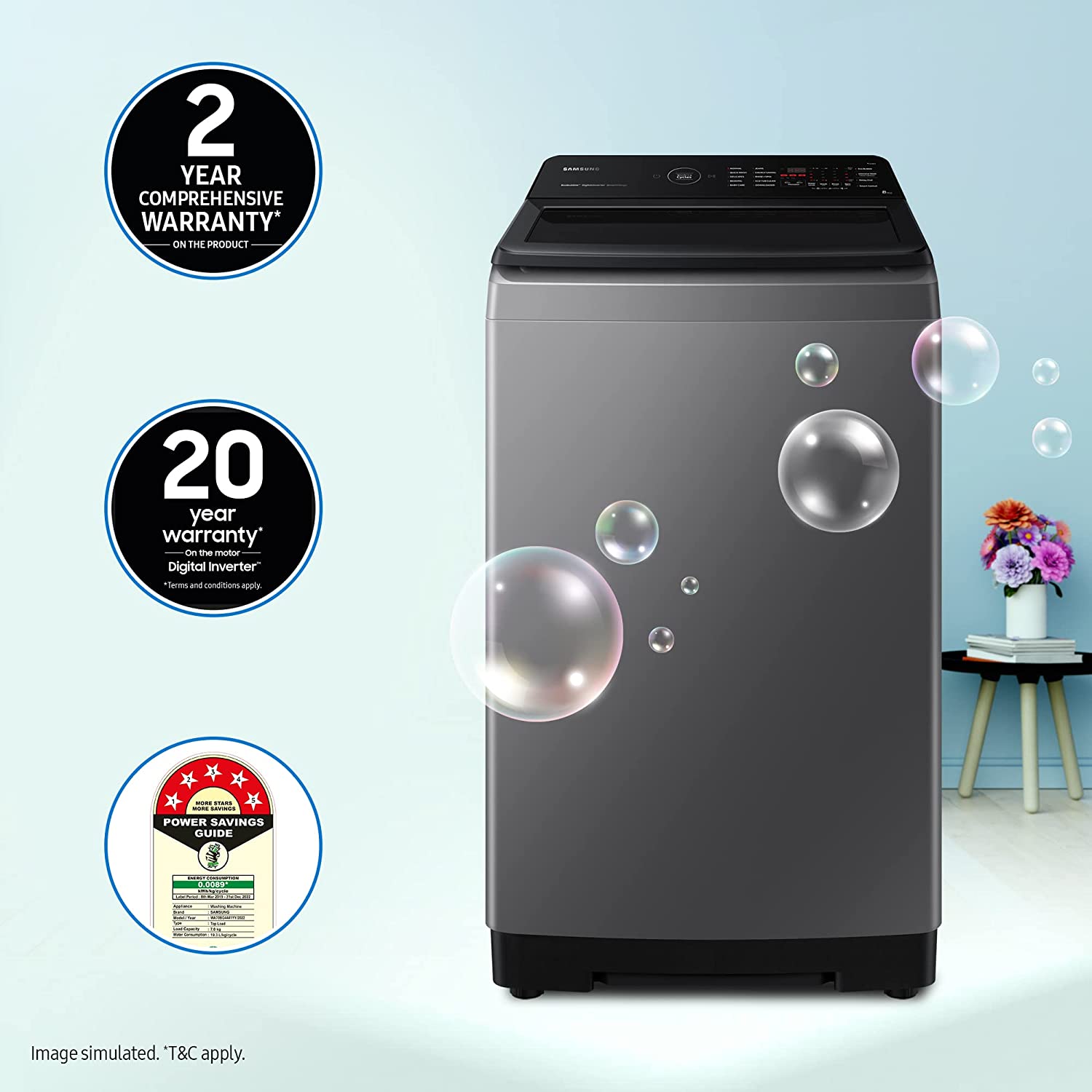 Samsung 8 Kg Ecobubble Wi-Fi Inverter Fully Automatic Top Load Washing Machine WA80BG4542BDTL - Mahajan Electronics Online