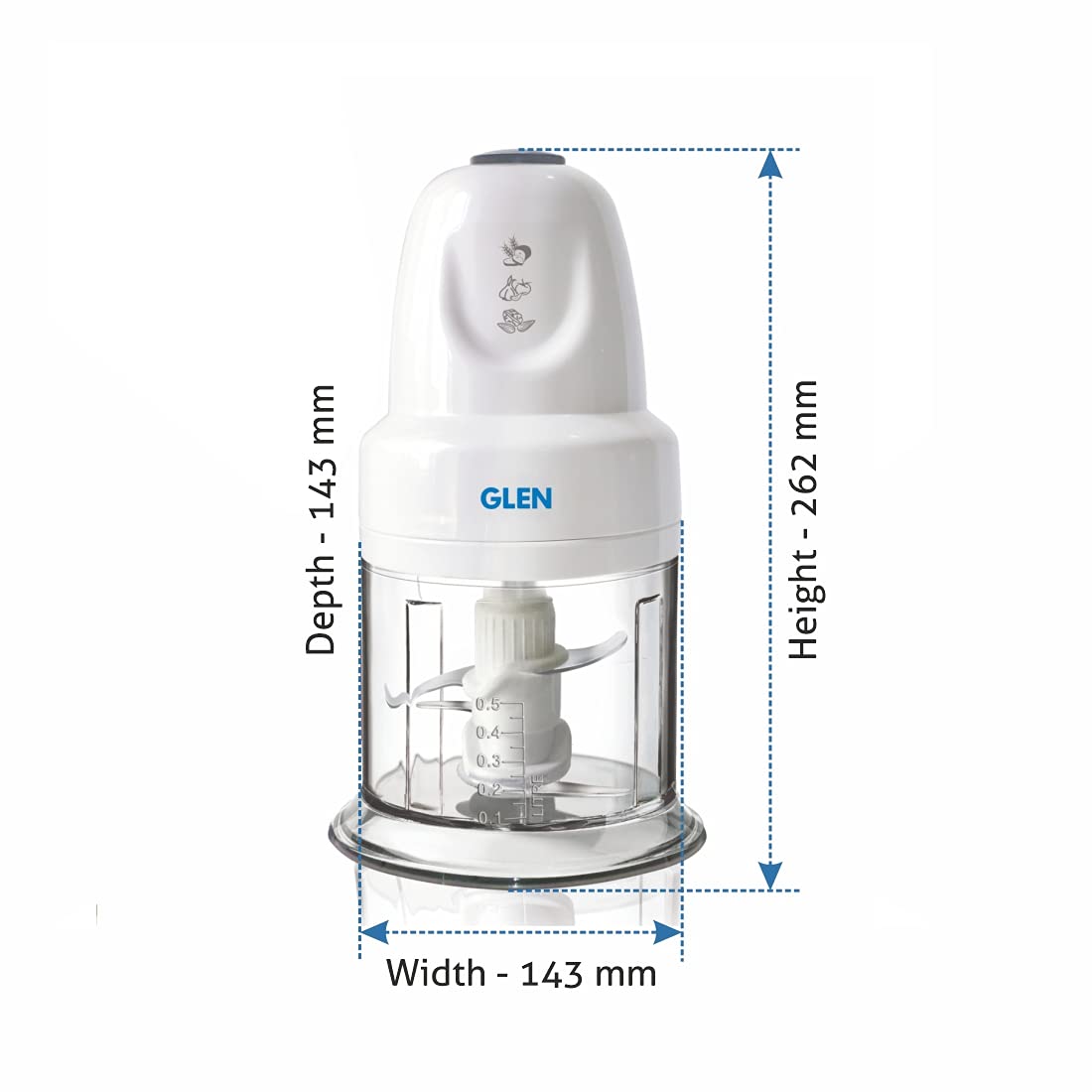 Glen SA4043TURBO Mini Vegetable Chopper Turbo With 2 Blades White