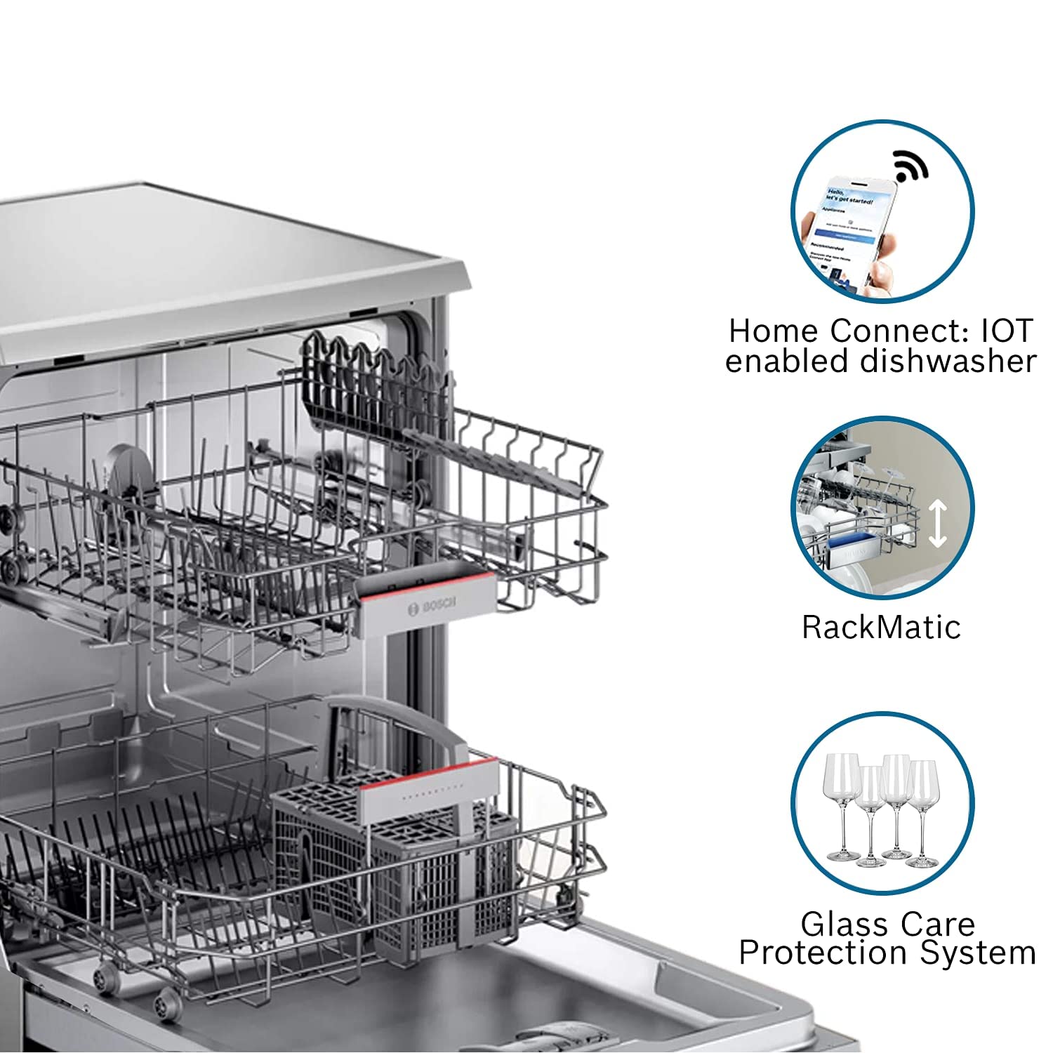 BOSCH SMS6ITI00I Free Standing 13 Place Settings Intensive Kadhai Cleaning - Mahajan Electronics Online