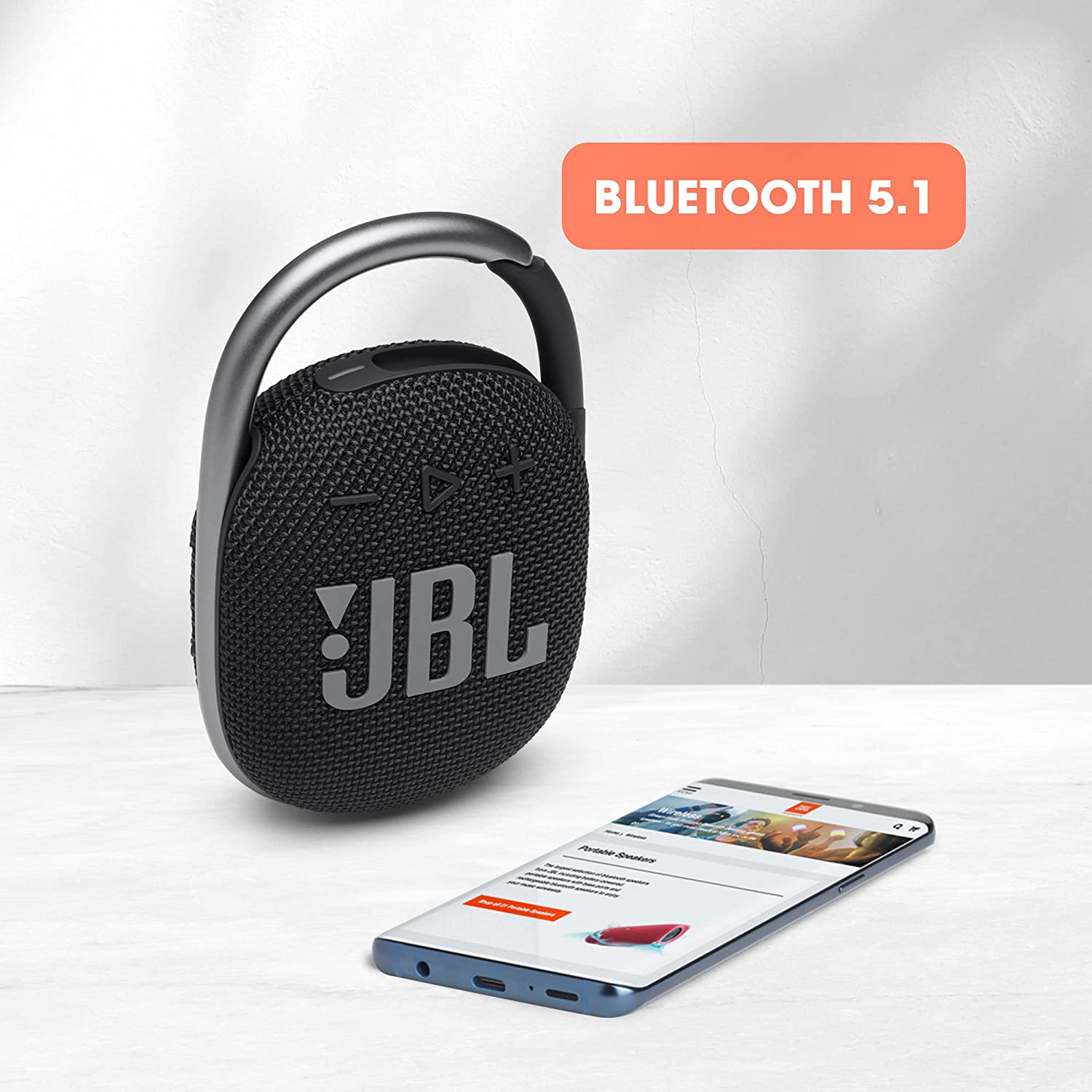 JBL Clip 4, Wireless Ultra Portable Bluetooth Speaker, JBL Pro Sound, Integrated Carabiner JBLCLIP4BLK - Mahajan Electronics Online