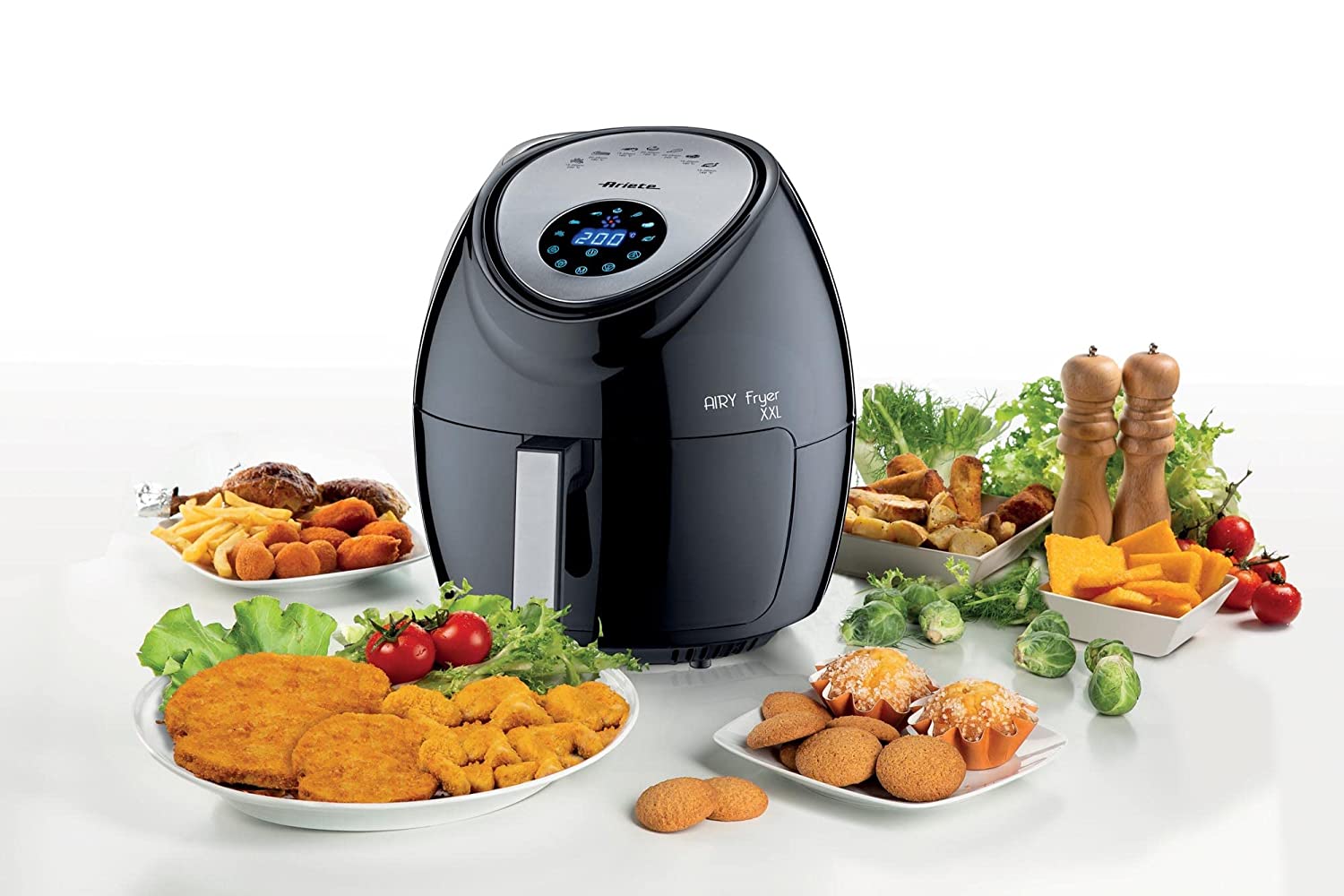 Ariete 4618 Airy Fryer XXL, Air Fryer, 5.5 Liters, Fries Without Oil 2.5 kg of Chips, 1800 Watt, Black [Energy Class A] - Mahajan Electronics Online