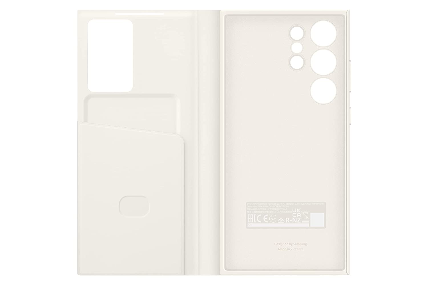 Samsung Galaxy S23 Ultra Smart Clear View Wallet Cover - Cream - Mahajan Electronics Online