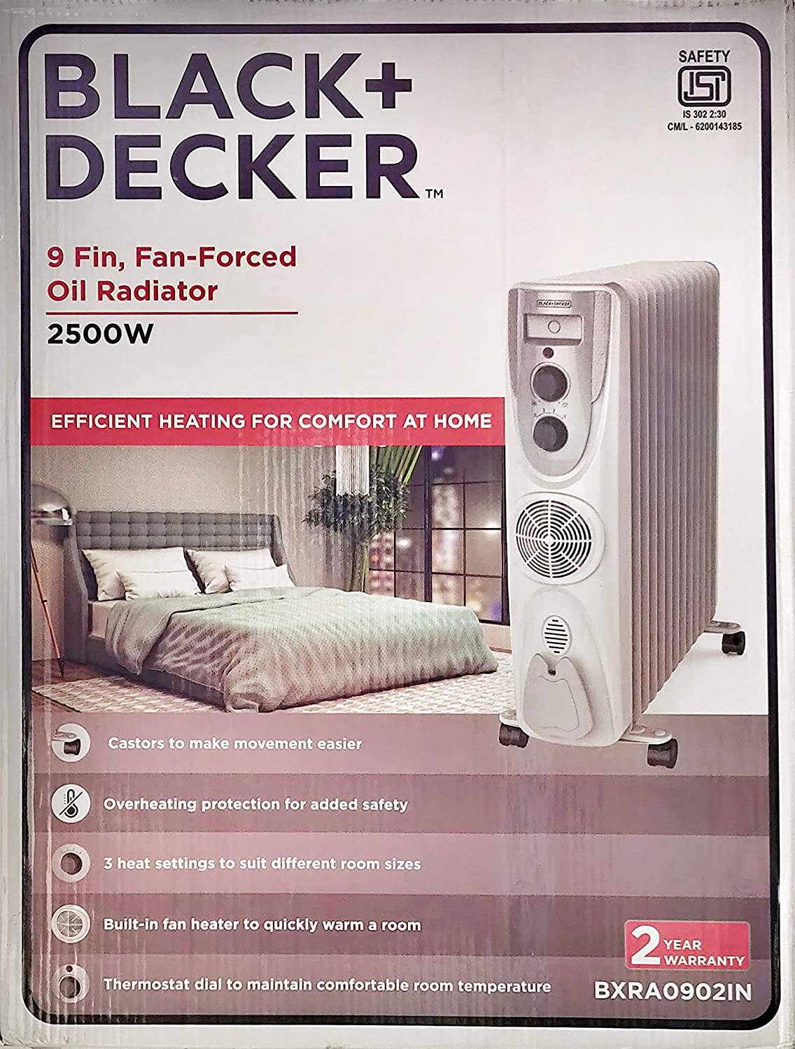 Black & Decker 9 fin Oil Filled Radiator Room Heater (2500 watt) - Mahajan Electronics Online