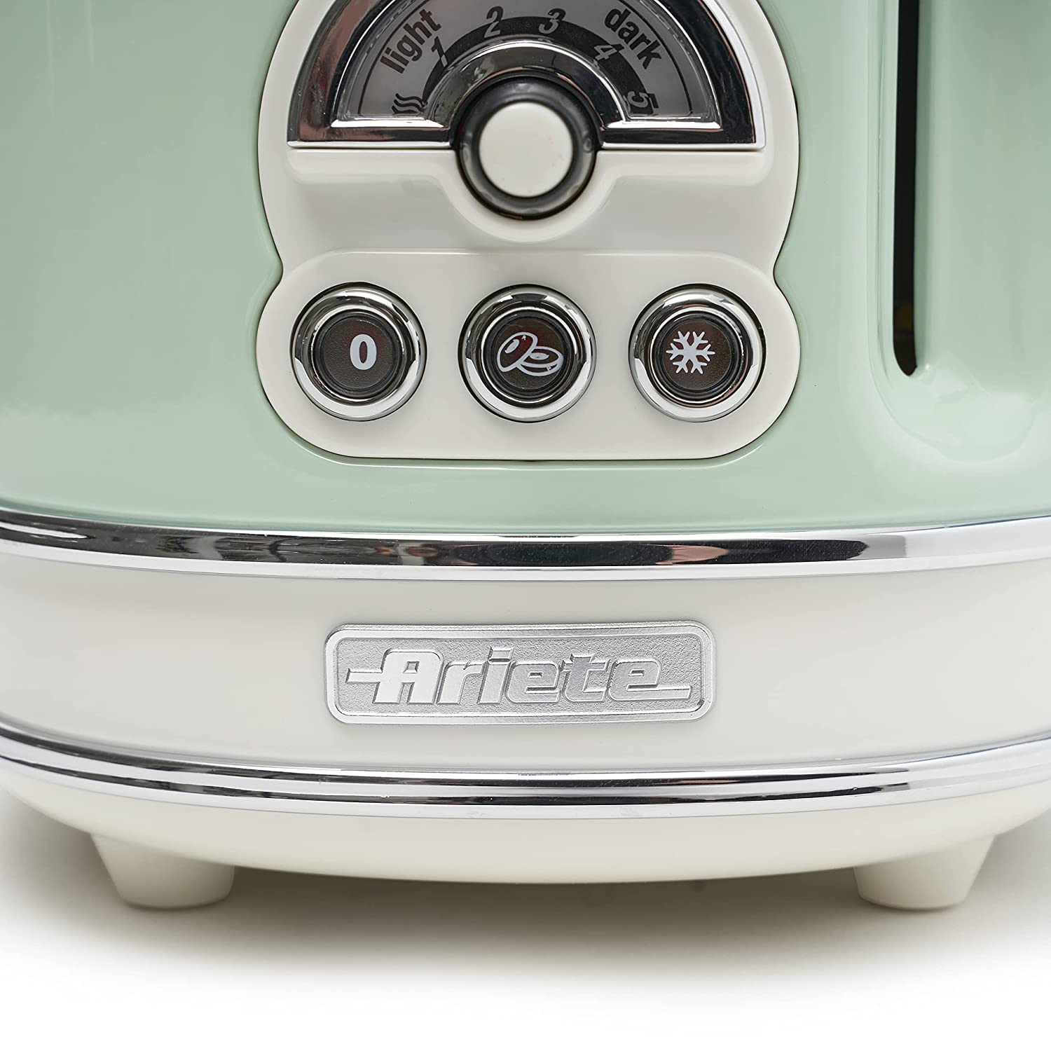 Ariete 155 Vintage 2 Slice Toaster, 810 watt, 6 toasting levels, in stainless steel painted in pastel green colour - Mahajan Electronics Online