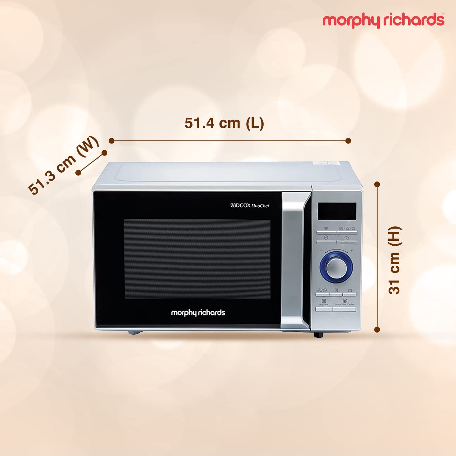 Morphy Richards 28DCOX DuoChef Pro-Convection Microwave Oven and OTG Oven, 28 Ltr, Dual Grill, 300 Auto Cook Menus, Silver, Regular - Mahajan Electronics Online