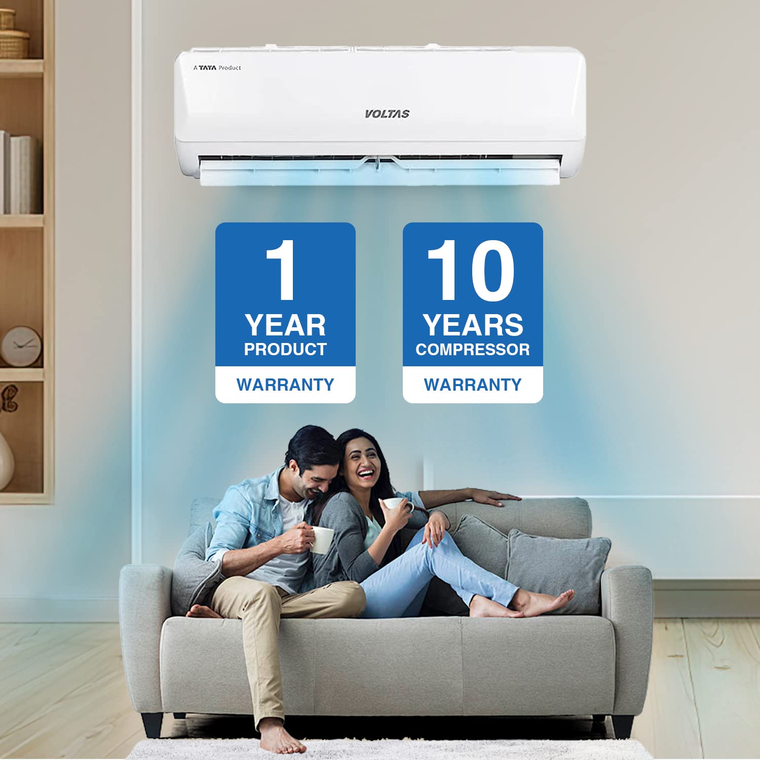 Voltas 1.5 Ton 5 Star Inverter Split AC(Copper, 5-in-1 Adjustable Mode, Anti-dust Filter, 2023 Model, 185V Vertis Emerald, White) - Mahajan Electronics Online