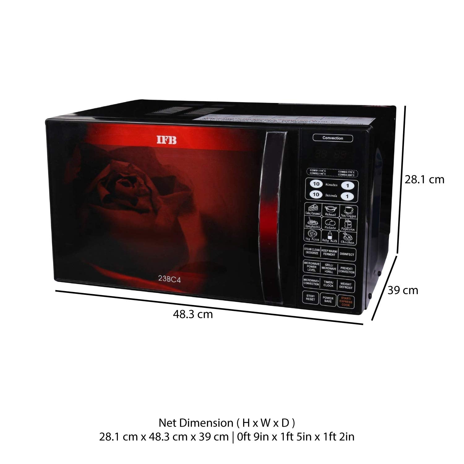 IFB 23 L Convection Microwave Oven (23BC4, Black+Floral Design) - Mahajan Electronics Online