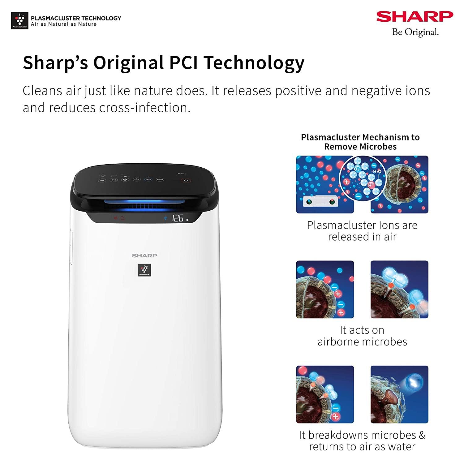 Sharp Air Purifier Model No. FP-J60M Dual Purification Area Coverage Upto 550 Sq feet - Mahajan Electronics Online