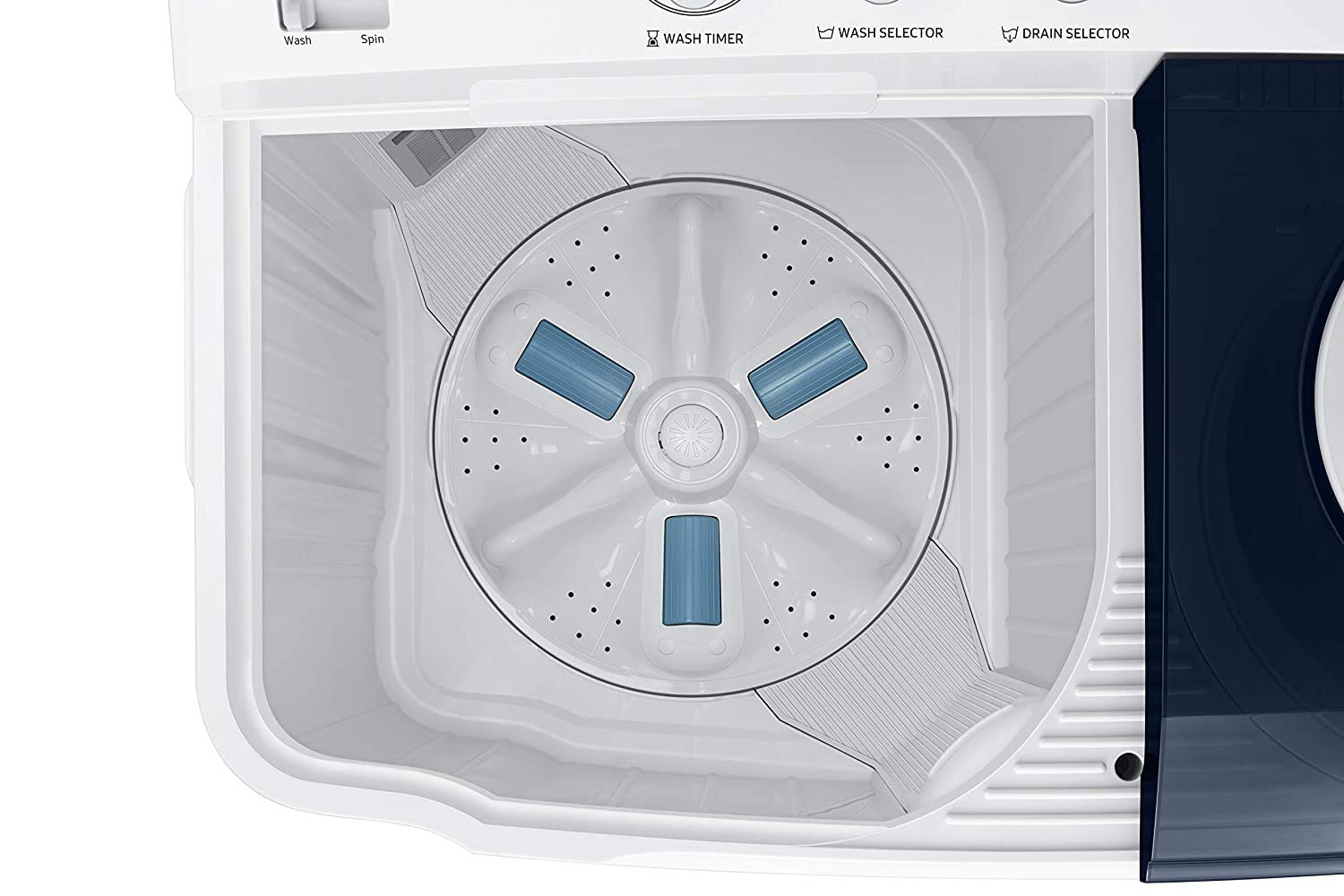 Samsung WT80R4200LG/TL 8.0 Kg Semi-Automatic 5 Star Top Loading Washing Machine ( Light Grey, Royal Blue Lid) - Mahajan Electronics Online