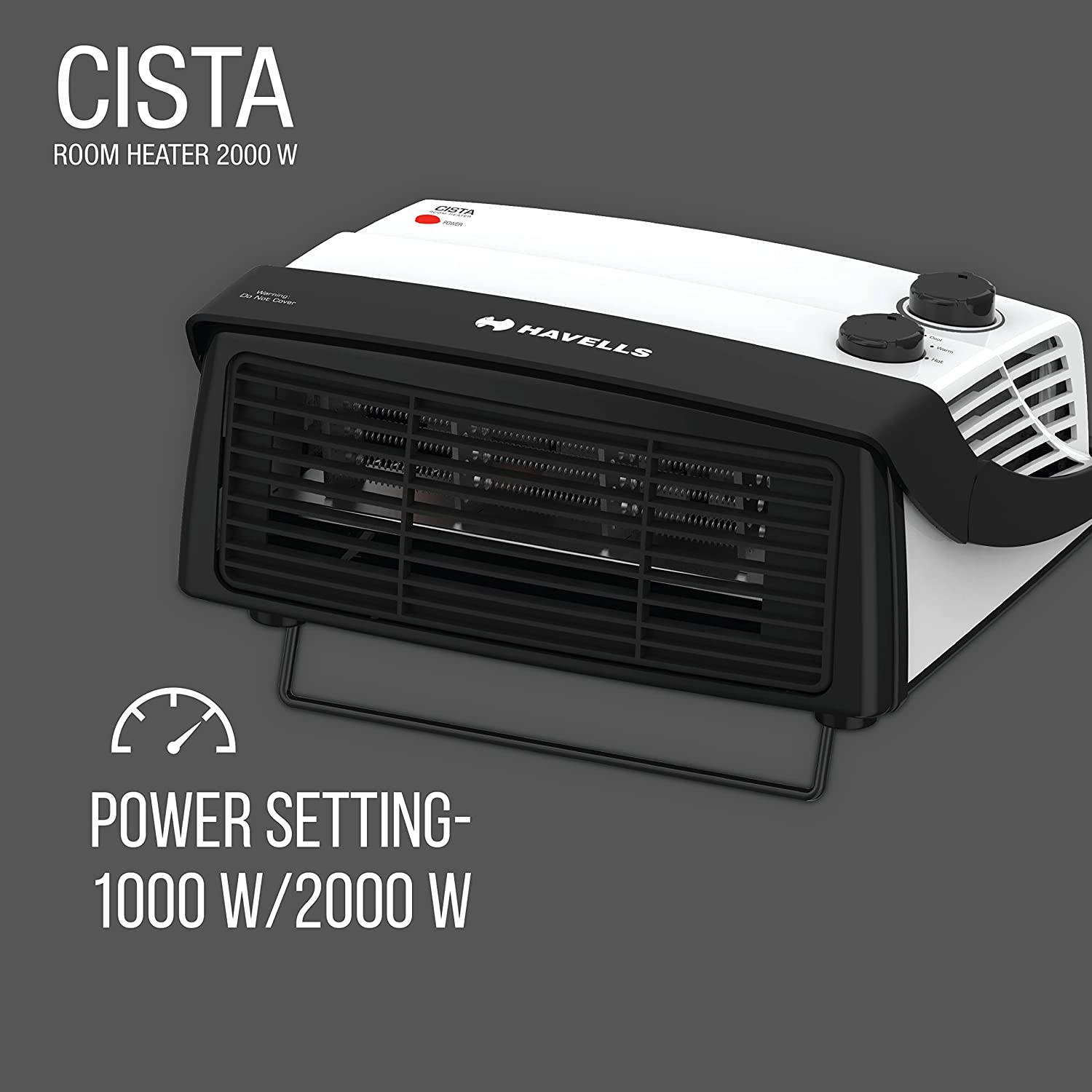 Havells Cista Room Heater, White, 2000 Watts GHRFHAYW200 - Mahajan Electronics Online