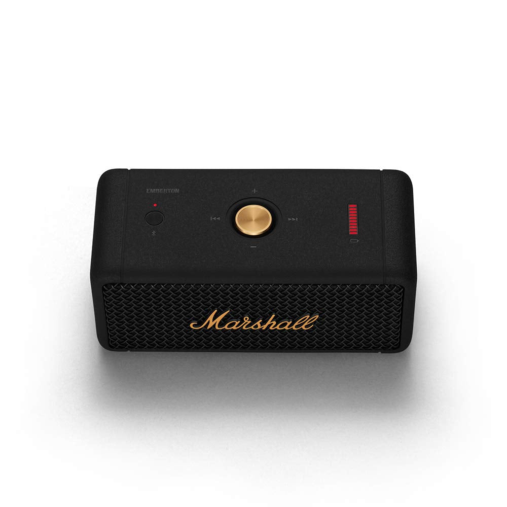 Marshall Emberton 20 Watt Wireless Bluetooth Portable Speaker (Black and Brass)