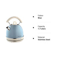 Ariete 2877 Vintage electric kettle, 2000 watt, 1.7 litres, in stainless steel painted in light blue pastel colour - Mahajan Electronics Online