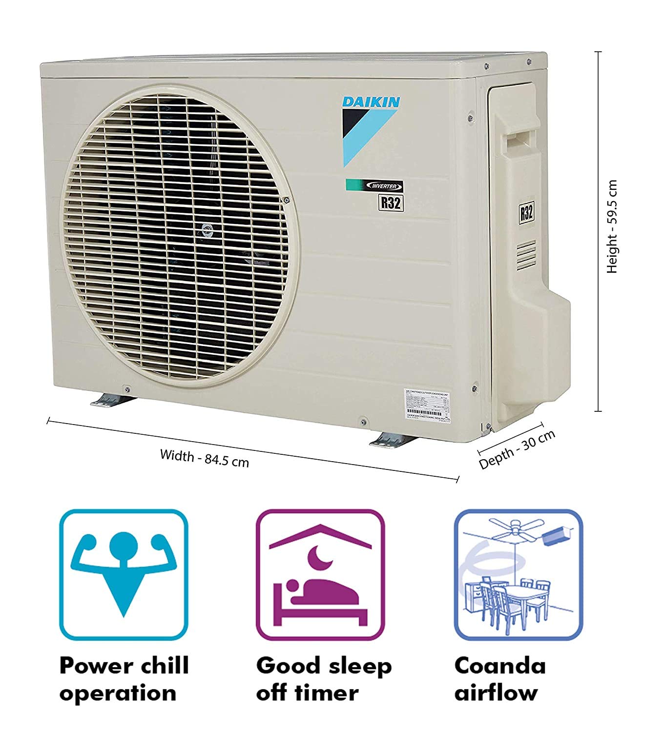 Daikin 1.5 Ton 5 Star Inverter Split AC FTKM50UV16, White
