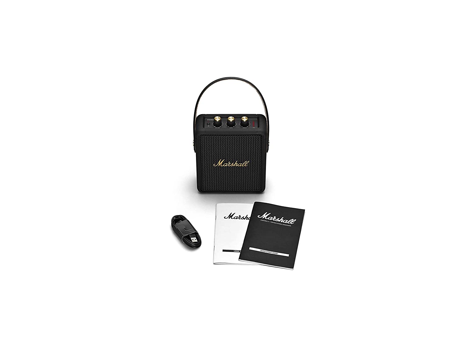 Marshall Stockwell ll Bluetooth Portable Speaker (Black and Brass) - Mahajan Electronics Online