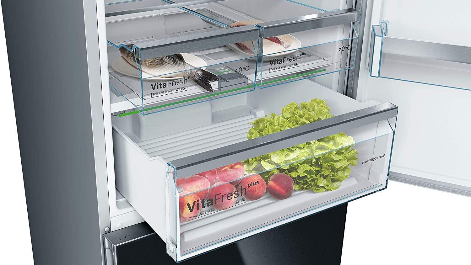 Bosch Series 6 KGN56LB41I 559 L Inverter 3 Star , Frost Free Double Door Refrigerator (Black) - Mahajan Electronics Online