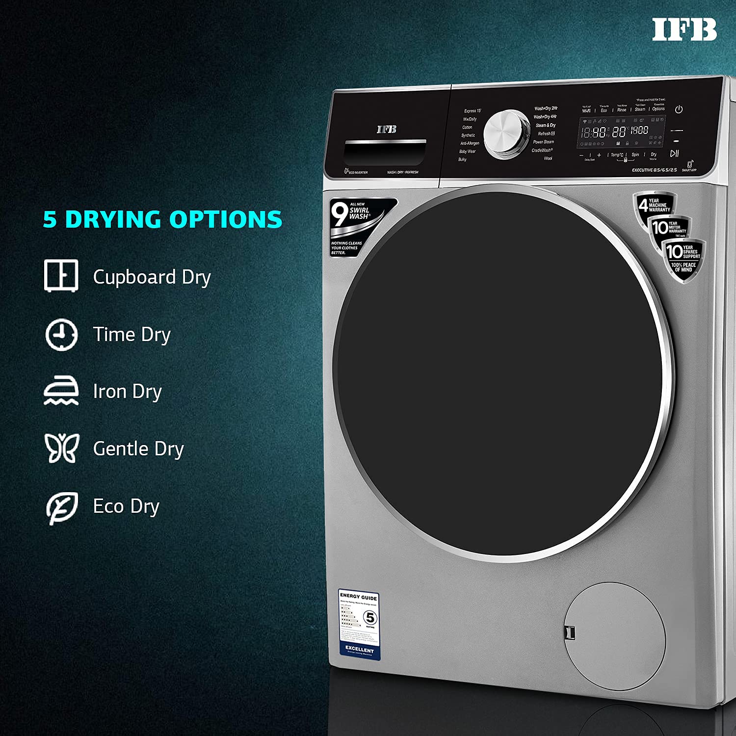 IFB Washer Dryer Executive ZXS 8.5/6.5kg 5 Star Inverter Fully-Automatic - Mahajan Electronics Online