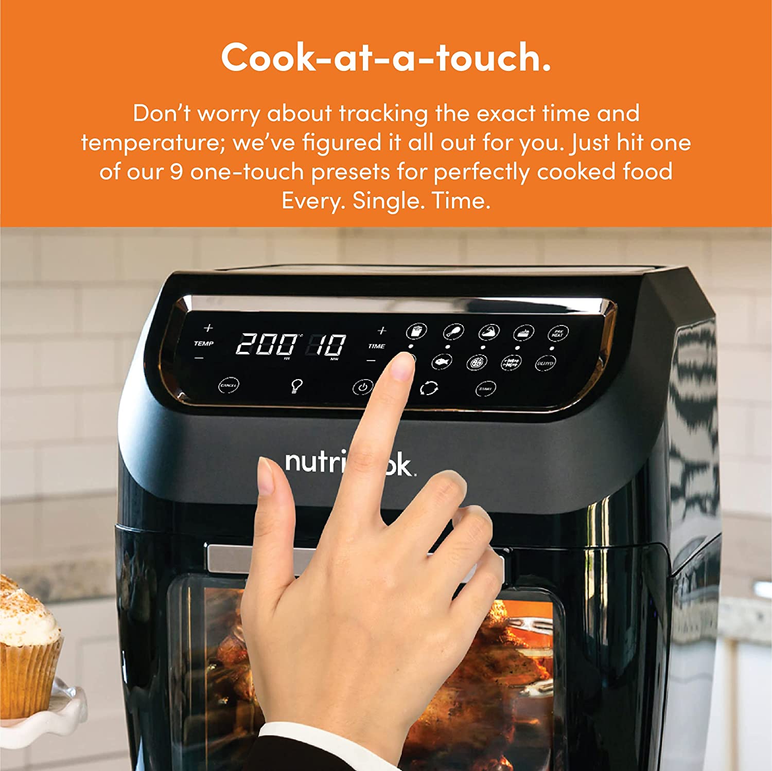 NUTRICOOK 1800 Watts, Digital/One Touch Control Panel Display, 8 Preset Programs Air Fryer Oven (12 L, Black,NC-AFO112K)