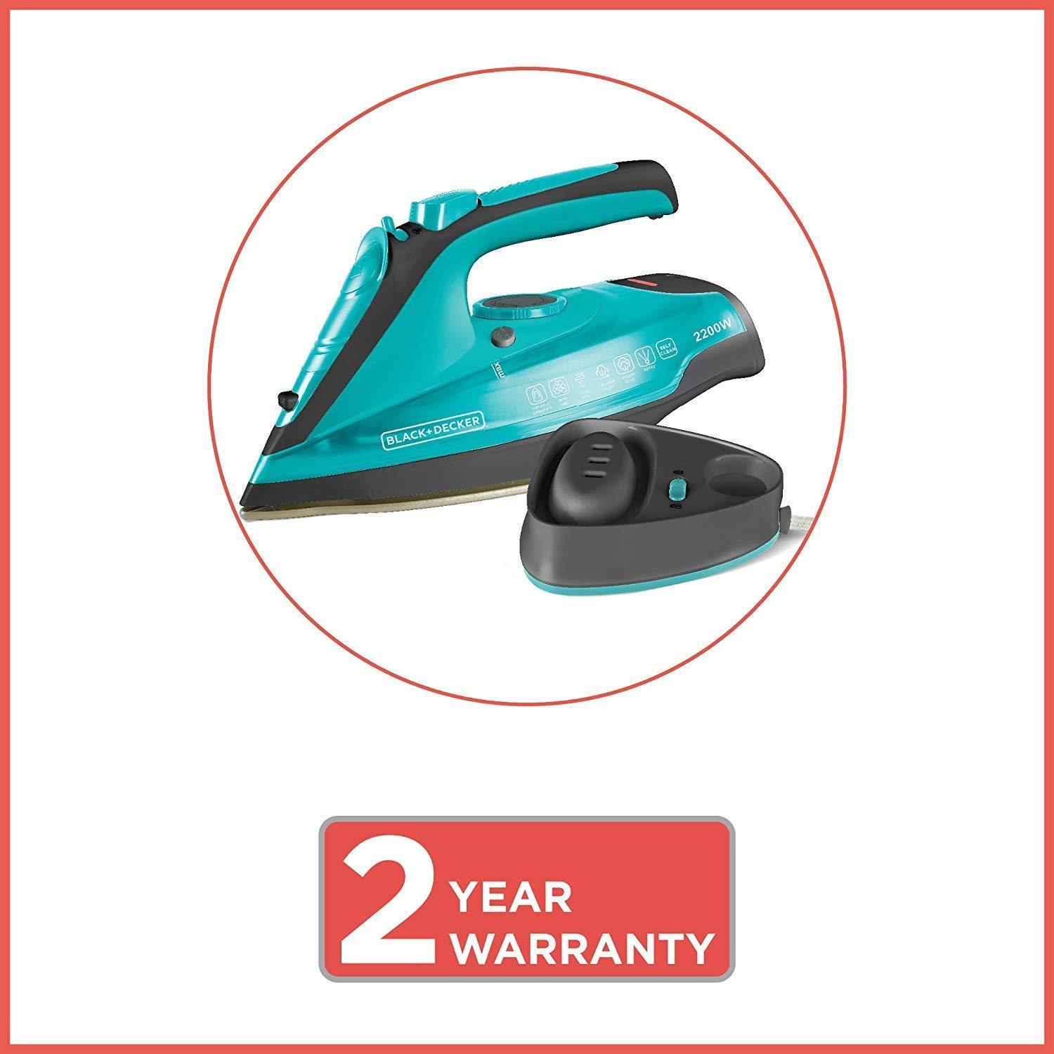 Black+Decker BD BXIR2201IN 2200-Watt Cord & Cordless Steam Iron (Green) - Mahajan Electronics Online