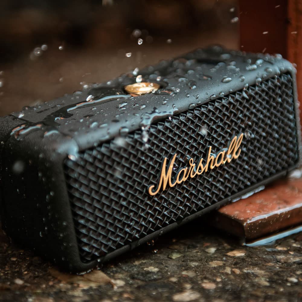 Marshall Emberton 20 Watt Wireless Bluetooth Portable Speaker (Black and Brass)