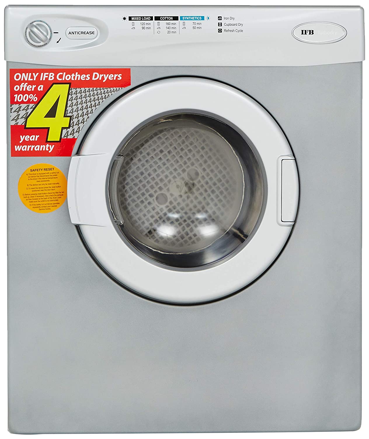 IFB Turbo Dry EX 5.5 Kg Cloth Dryer – Silver | Hygienic &amp; Powerful All-Season Drying | Buy Online at Mahajan Electronics