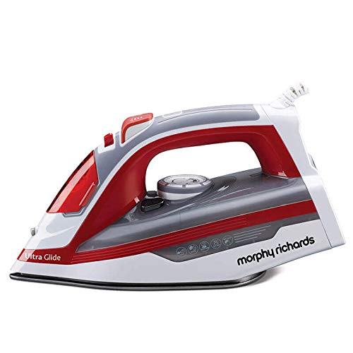 Morphy Richards Ultra Glide 1600W Steam Iron with Steam Burst, Vertical and Horizontal Ironing, Teflon Coated Soleplate, Red and White - Mahajan Electronics Online