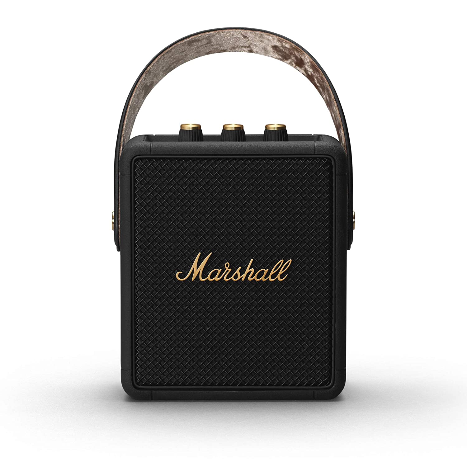 Marshall Stockwell II Bluetooth Portable Speaker (Black and Brass) – 20+ Hours Playtime, Bluetooth 5.0, Multi-Directional Sound, IPX4 Water Resistant