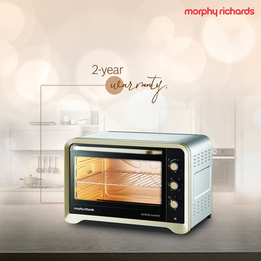 Morphy Richards 60RCSS Luxe Chef Oven Toaster Griller, with Convection and Rotisserie Function (Gold, Regular, 60 Litre) - Mahajan Electronics Online